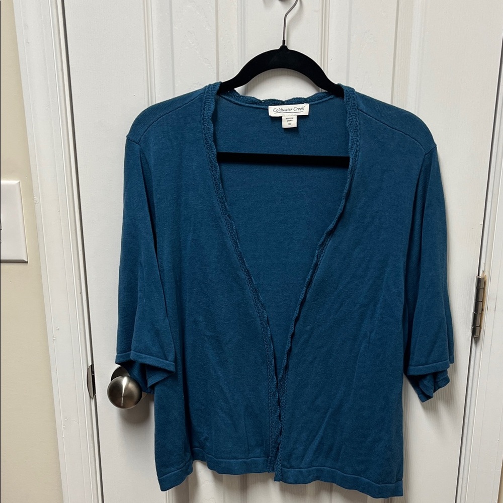 Coldwater Creek Teal Open Front Cardigan